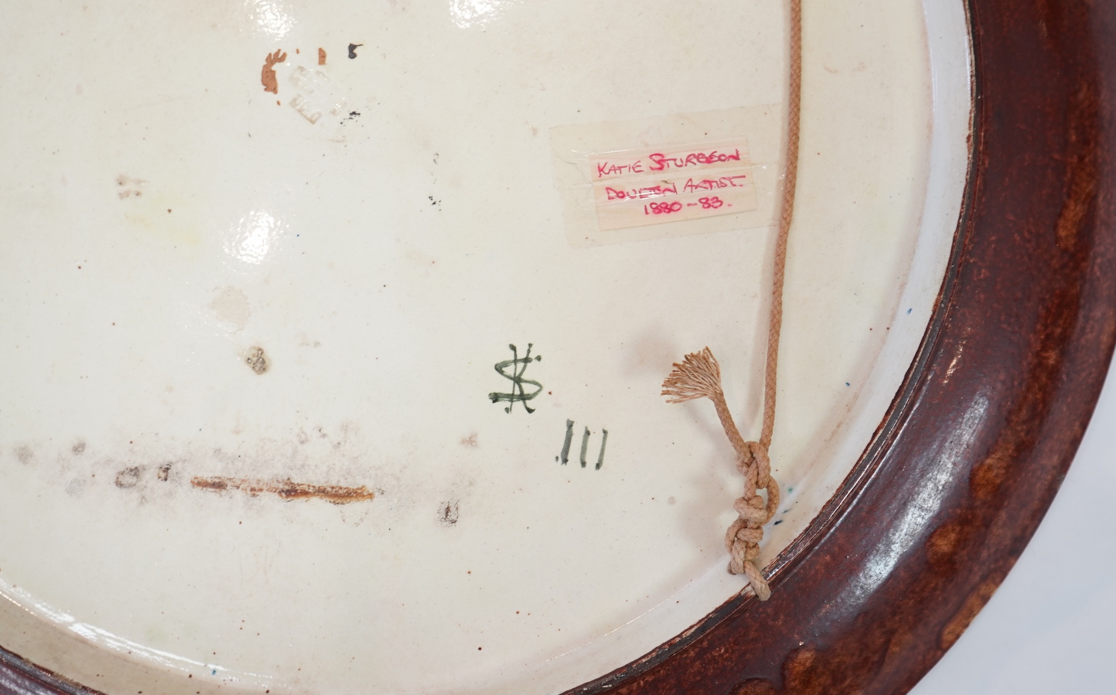 A large Doulton faience portrait charger, c.1882, by Katherine Sturgeon